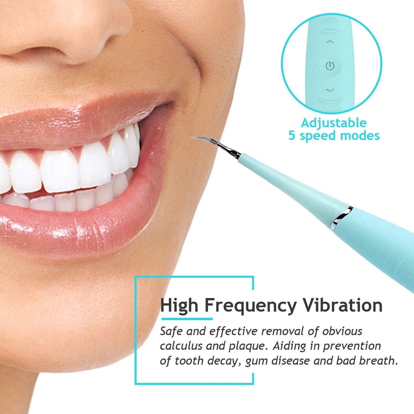 Dental Calculus Remover with USB Charging & Mirror – 5-Speed Tartar & Plaque Cleaner