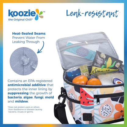 KOOZIE Small Insulated Lunch Cooler – 6-Can Soft Sided Bag – Tutti Fruitti Design