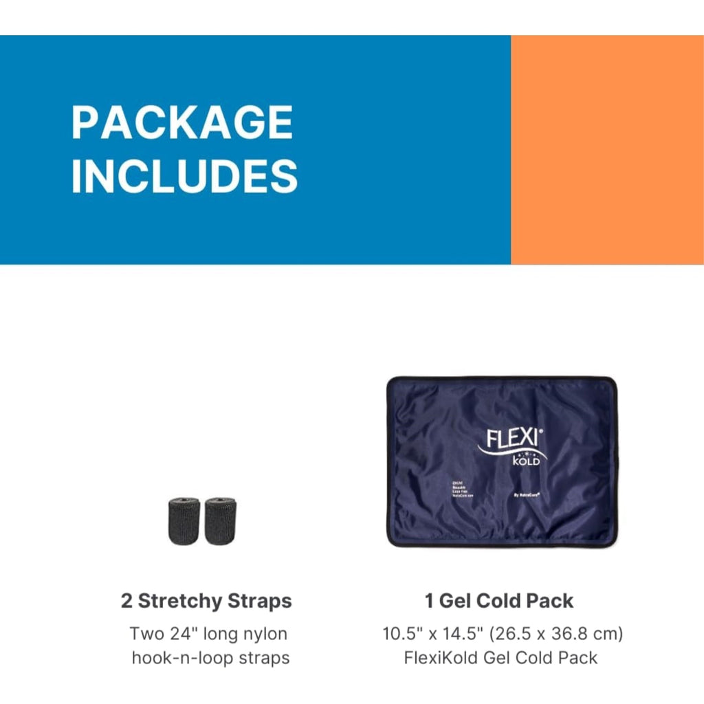 FlexiKold Reusable Gel Ice Pack with Straps – Large Cold Compress for Injuries