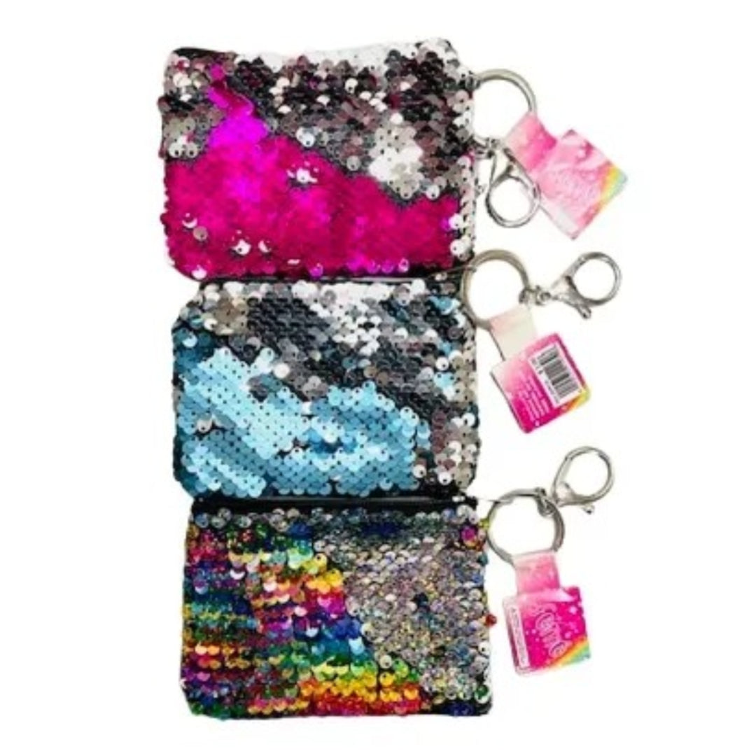 3-Pack Sequin Purse Keychain – Color-Changing Flip Sequins – 4.5 x 3.25”