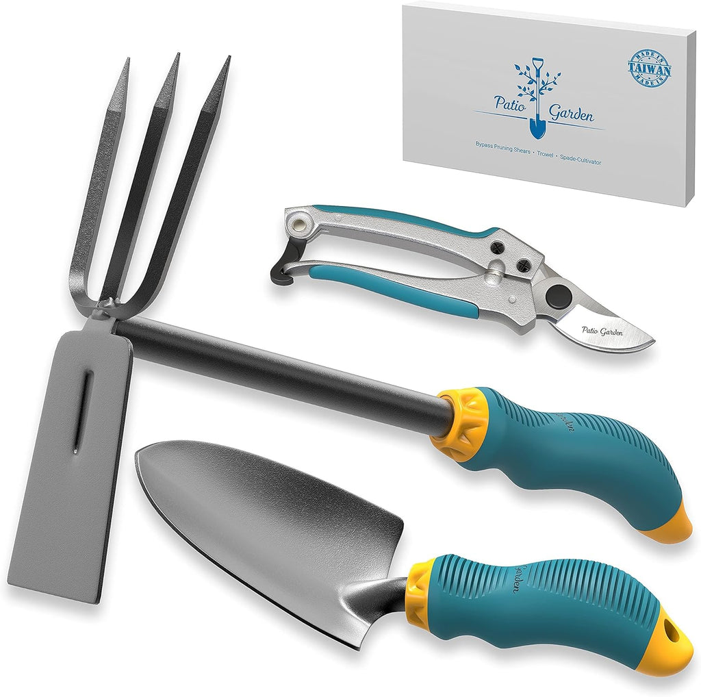 Heavy-Duty Gardening Tools Set – 3-Piece Ergonomic Garden Hand Tool Kit with Non-Slip Handles