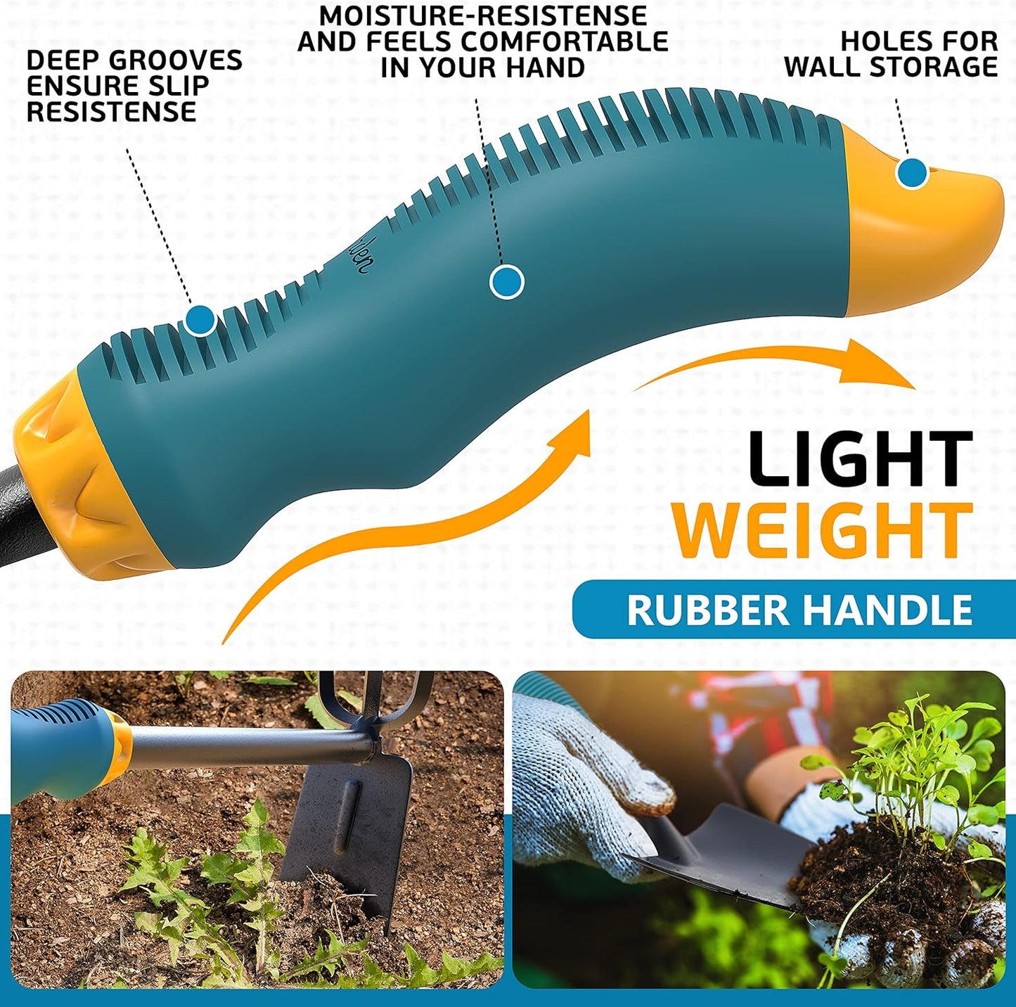 Heavy-Duty Gardening Tools Set – 3-Piece Ergonomic Garden Hand Tool Kit with Non-Slip Handles