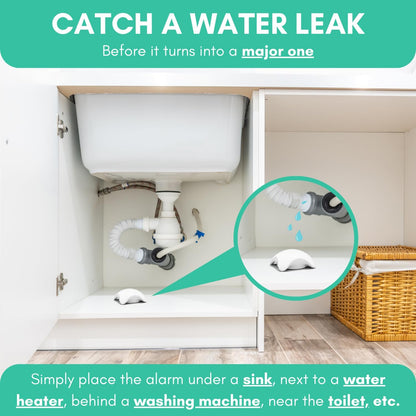 5 Pack Water Leak Detector Alarm – 120dB Siren – Waterproof Water Sensor – for Home Use – Under Sink, Bathroom, Heater