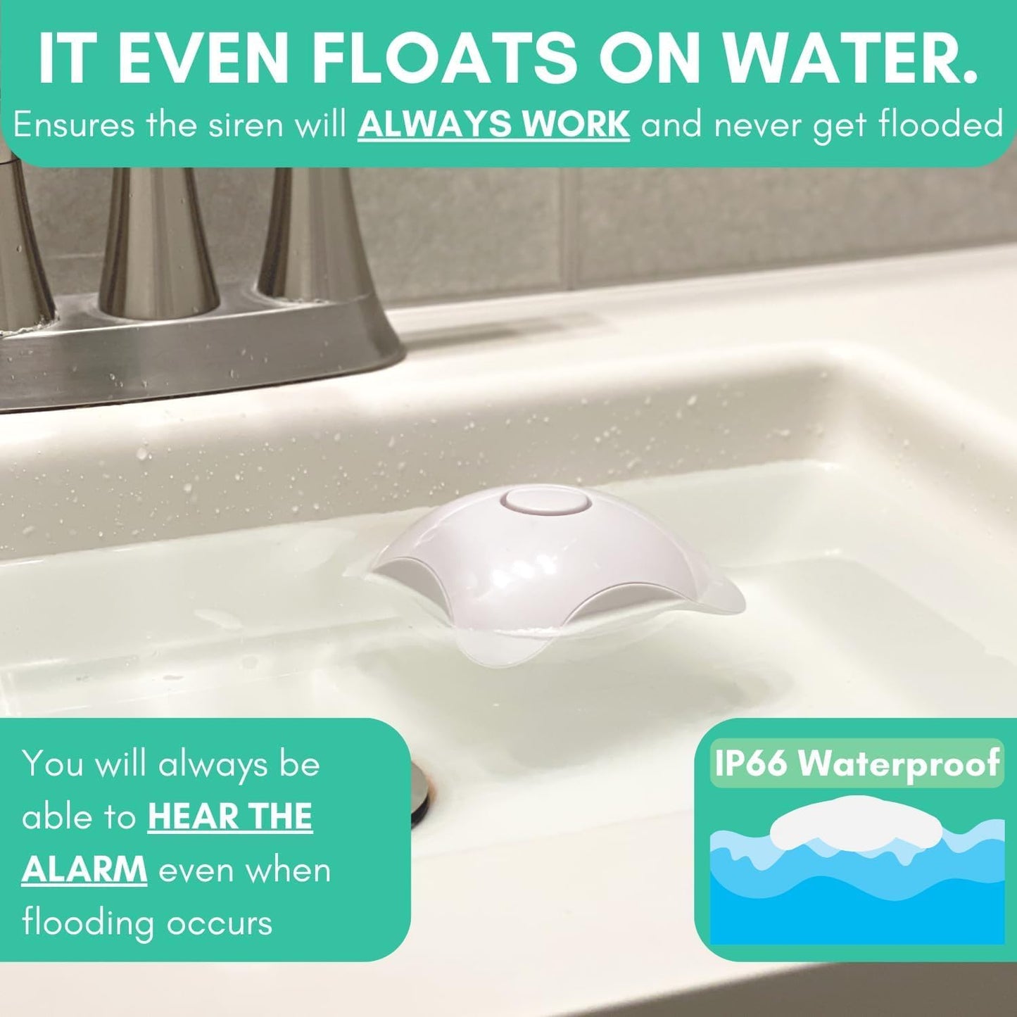 5 Pack Water Leak Detector Alarm – 120dB Siren – Waterproof Water Sensor – for Home Use – Under Sink, Bathroom, Heater