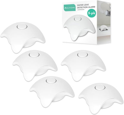 5 Pack Water Leak Detector Alarm – 120dB Siren – Waterproof Water Sensor – for Home Use – Under Sink, Bathroom, Heater
