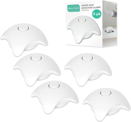 5 Pack Water Leak Detector Alarm – 120dB Siren – Waterproof Water Sensor – for Home Use – Under Sink, Bathroom, Heater
