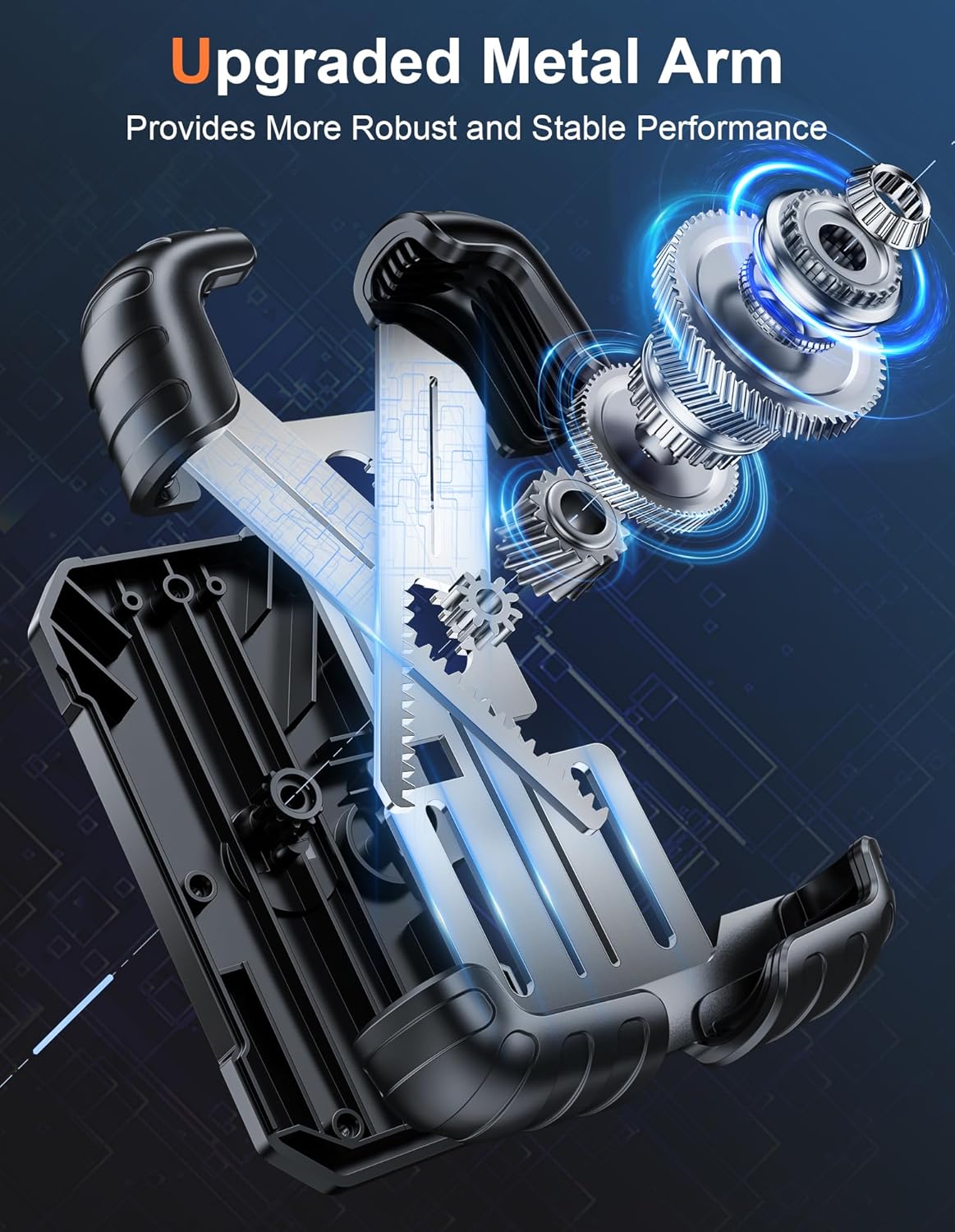 Motorcycle & Bike Phone Holder – Metal Arm Mount for iPhone & Android – 360° Rotation, Shockproof Grip – Fits 5.7–7.8" Phones