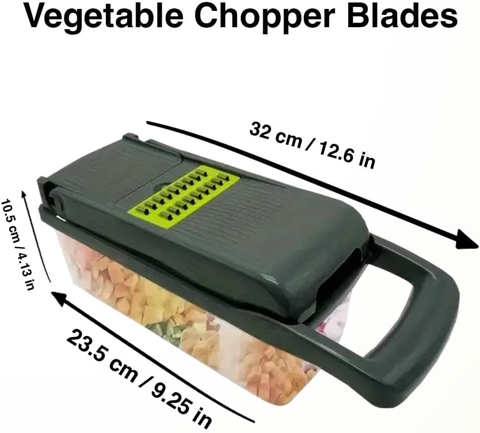 16-in-1 Vegetable Chopper & Manual Food Slicer – Multi-Blade Onion Cutter, Kitchen Gadget – Gray