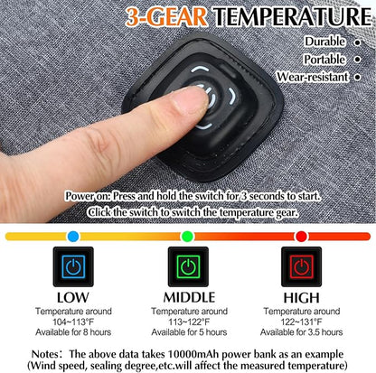 USB Portable Heated Seat Cushion – 3-Level Adjustable Heating – Gray