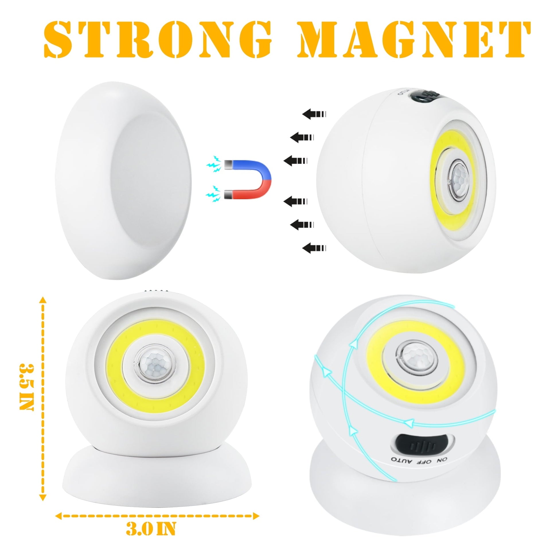 360° Motion Sensor LED Lights – Magnetic & Battery Operated – 2 Pack