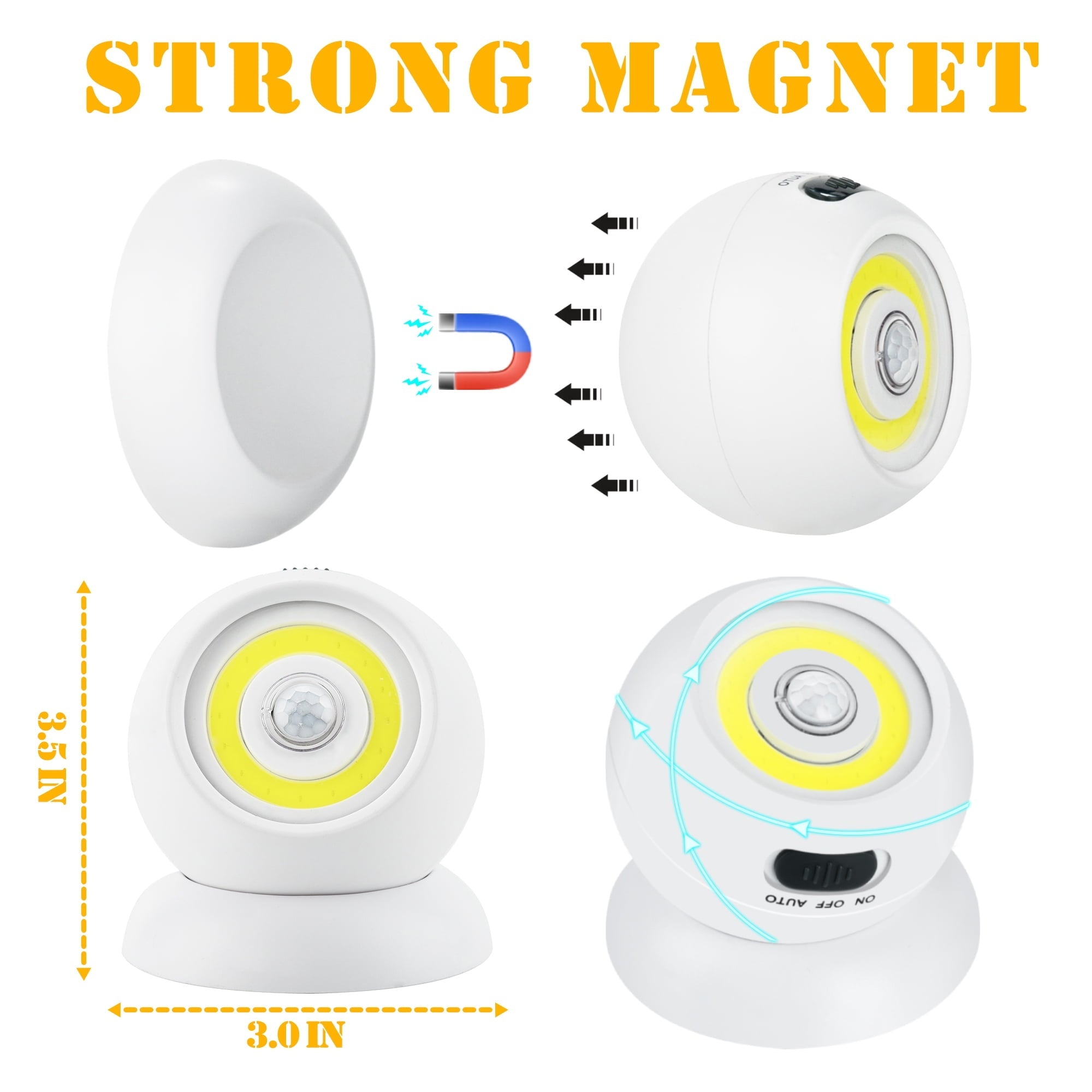 360° Motion Sensor LED Lights – Magnetic & Battery Operated – 2 Pack