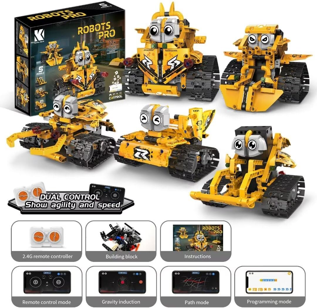 5-in-1 STEM Robot Car Building Kit – 269pcs with Remote & App Control