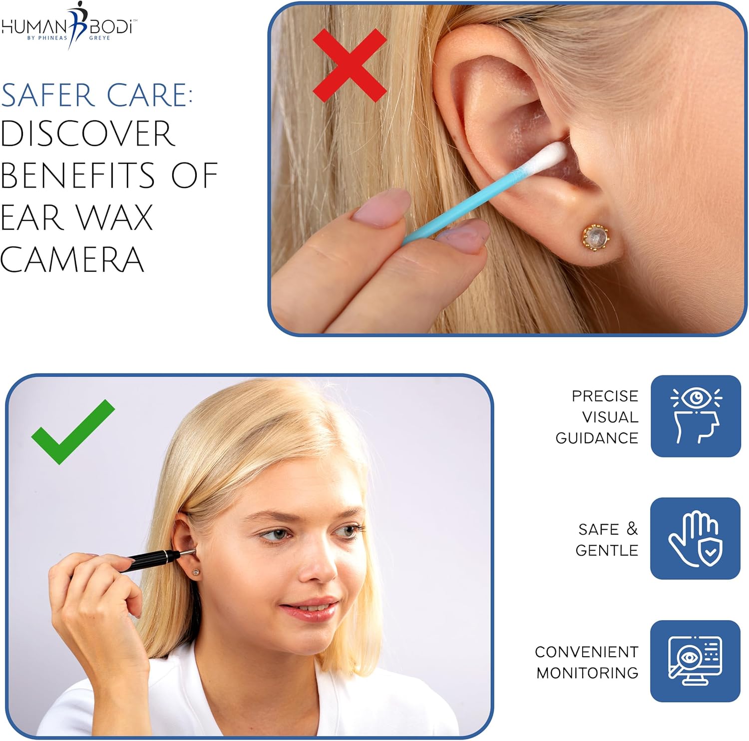 Ear Wax Removal Kit with 1080P Camera – Wireless Otoscope for iPhone & Android