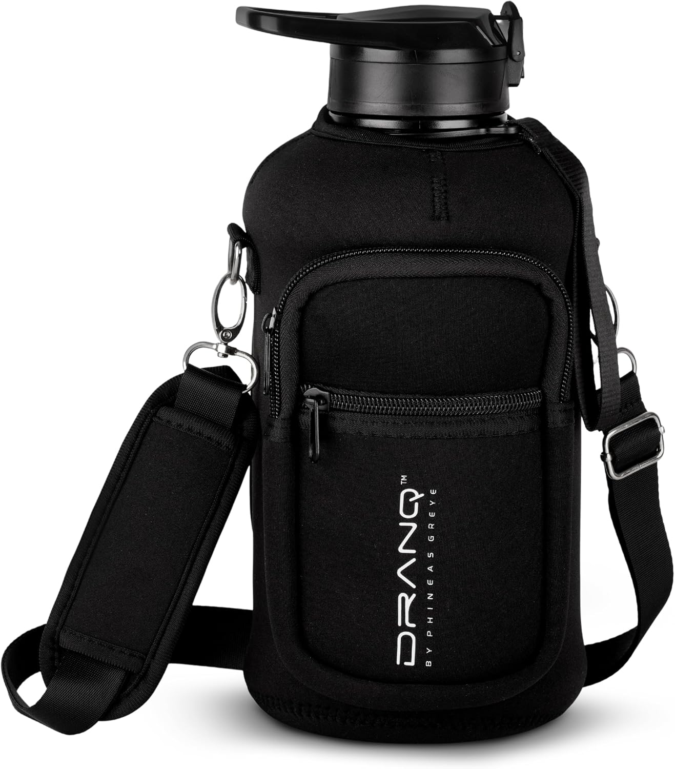 DRANQ 74oz Insulated Water Bottle with Sleeve – Half Gallon BPA-Free Jug