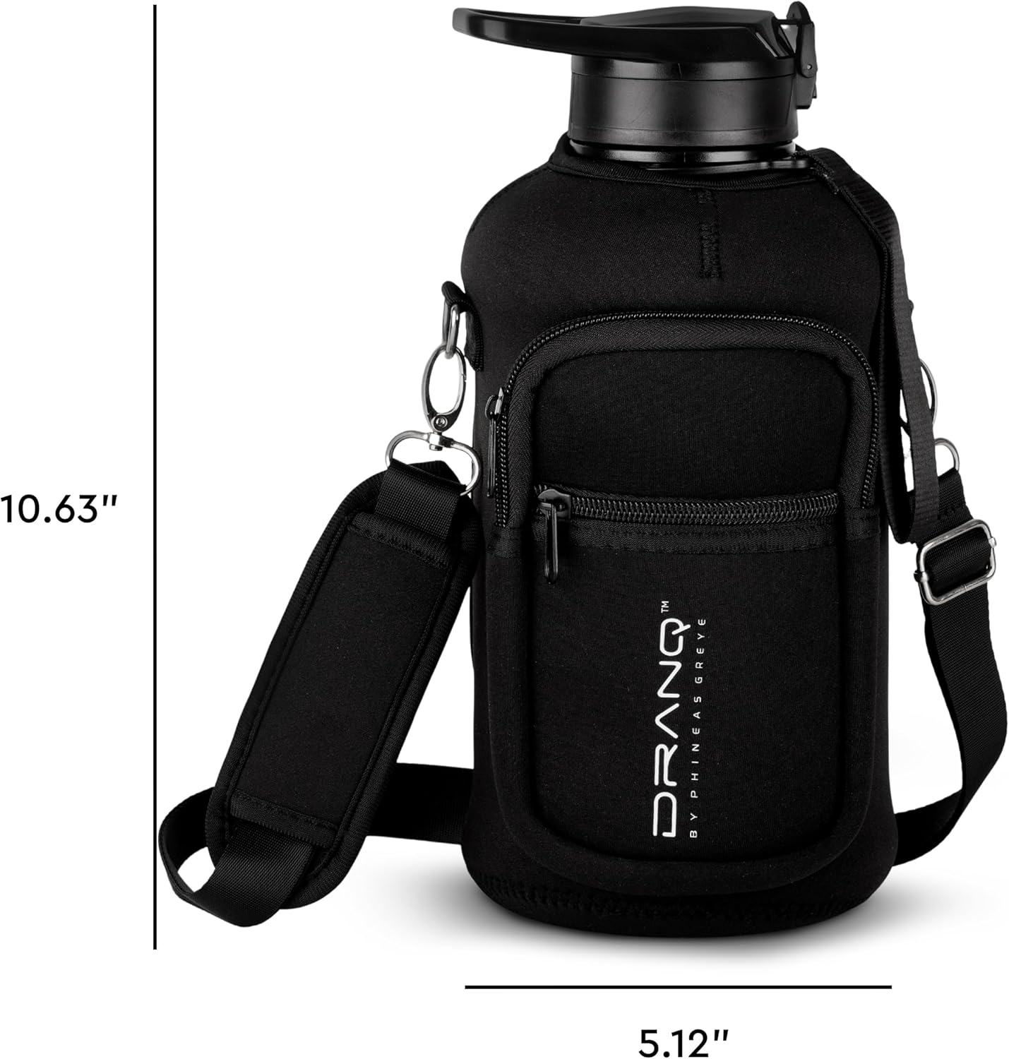 DRANQ 74oz Insulated Water Bottle with Sleeve – Half Gallon BPA-Free Jug