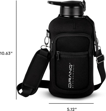 DRANQ 74oz Insulated Water Bottle with Sleeve – Half Gallon BPA-Free Jug
