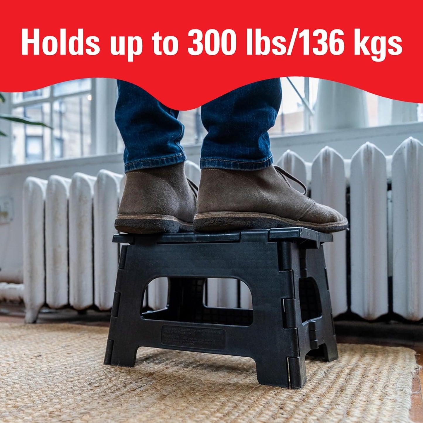 Kikkerland Rhino 8" Foldable Step Stool – 300 lb Capacity