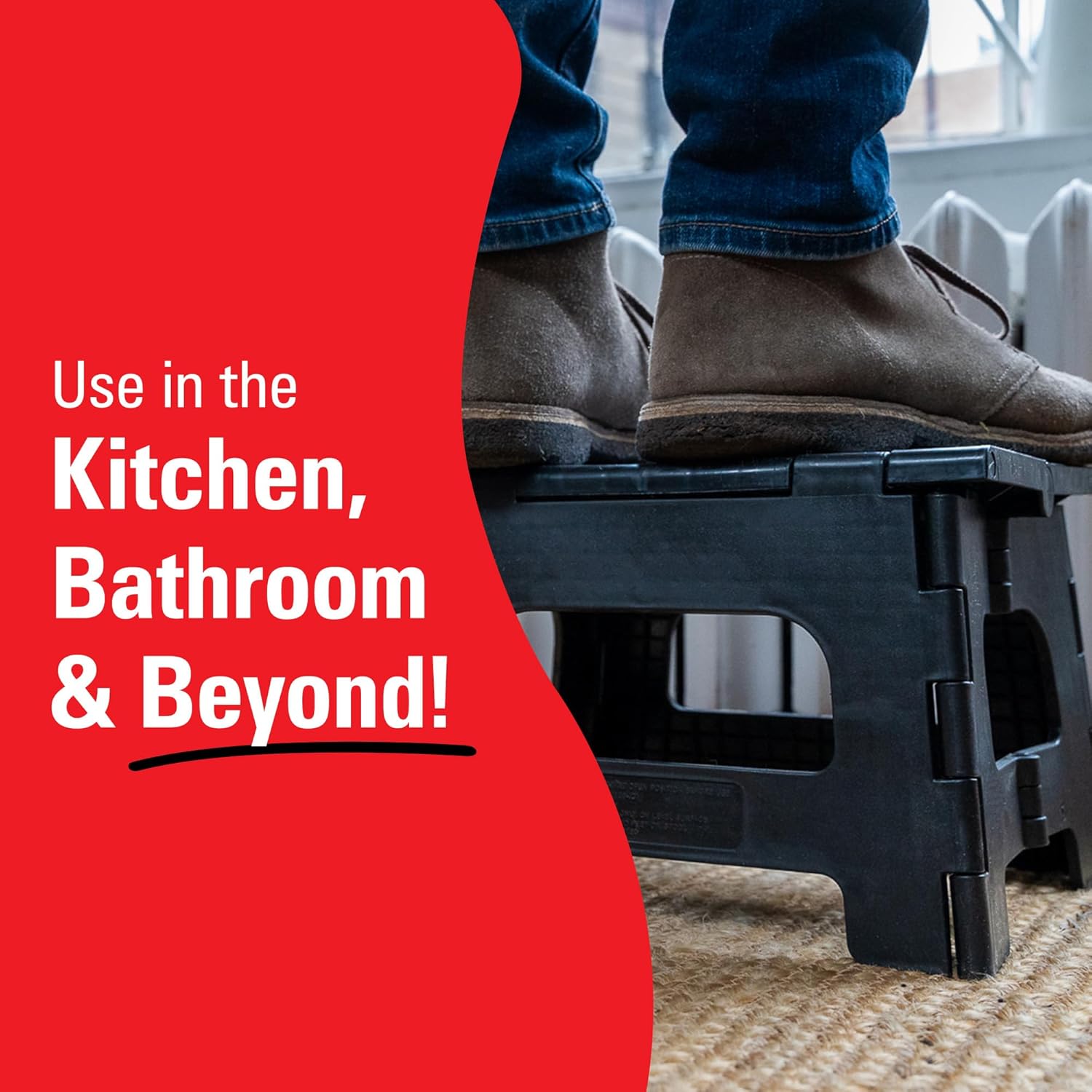 Kikkerland Rhino 8" Foldable Step Stool – 300 lb Capacity