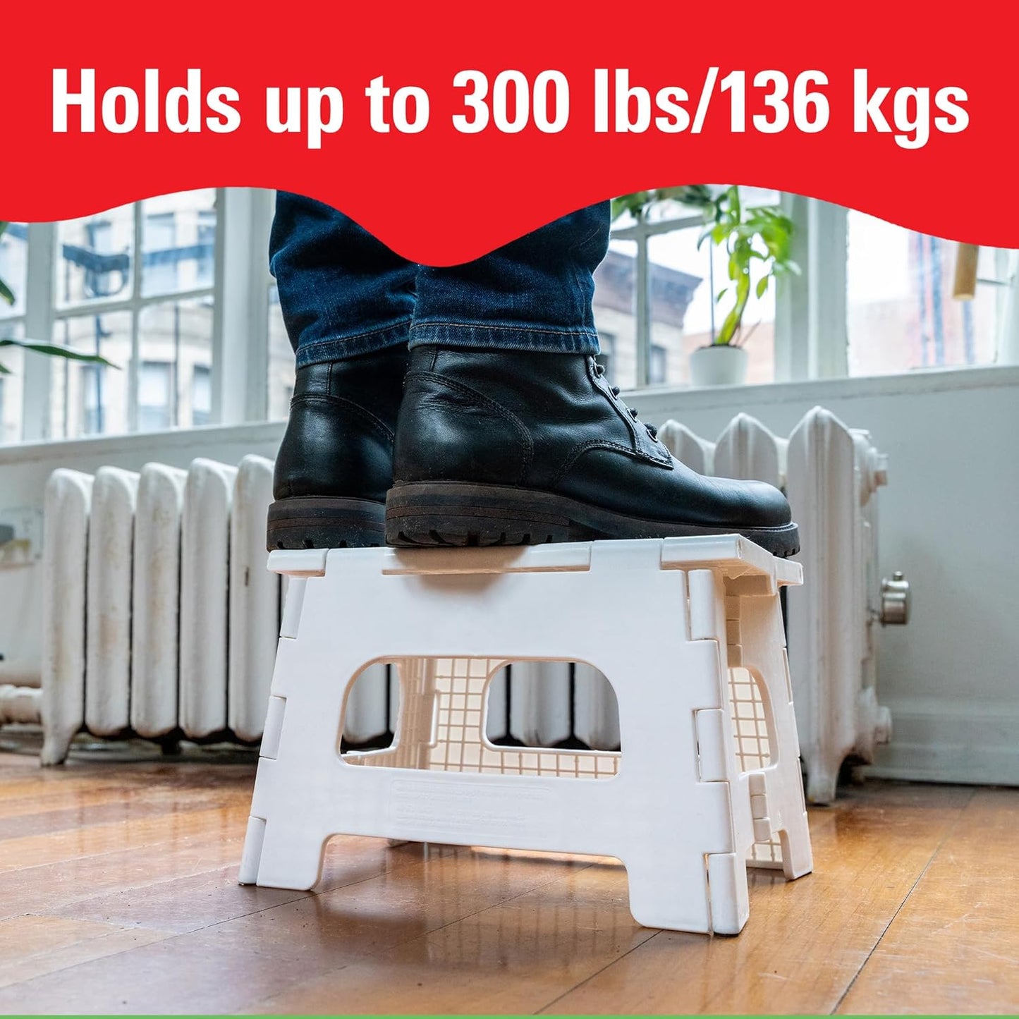 Kikkerland Rhino 8" Foldable Step Stool – 300 lb Capacity