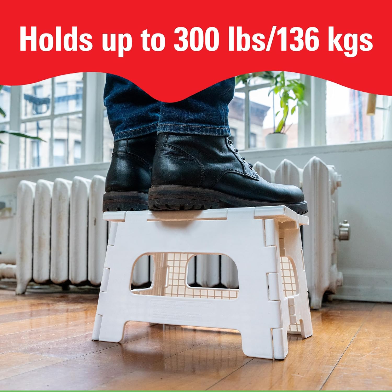 Kikkerland Rhino 8" Foldable Step Stool – 300 lb Capacity