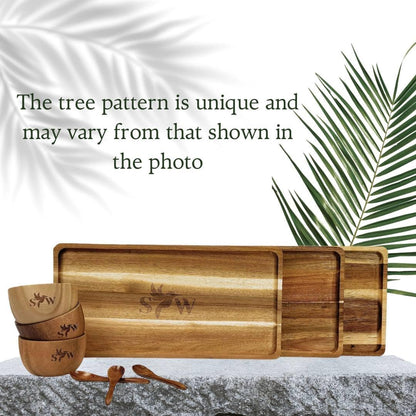Acacia Wood Serving Tray Set – 3-Piece Eco-Friendly Gift