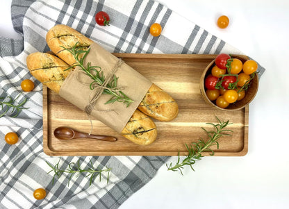 Acacia Wood Serving Tray Set – 3-Piece Eco-Friendly Gift