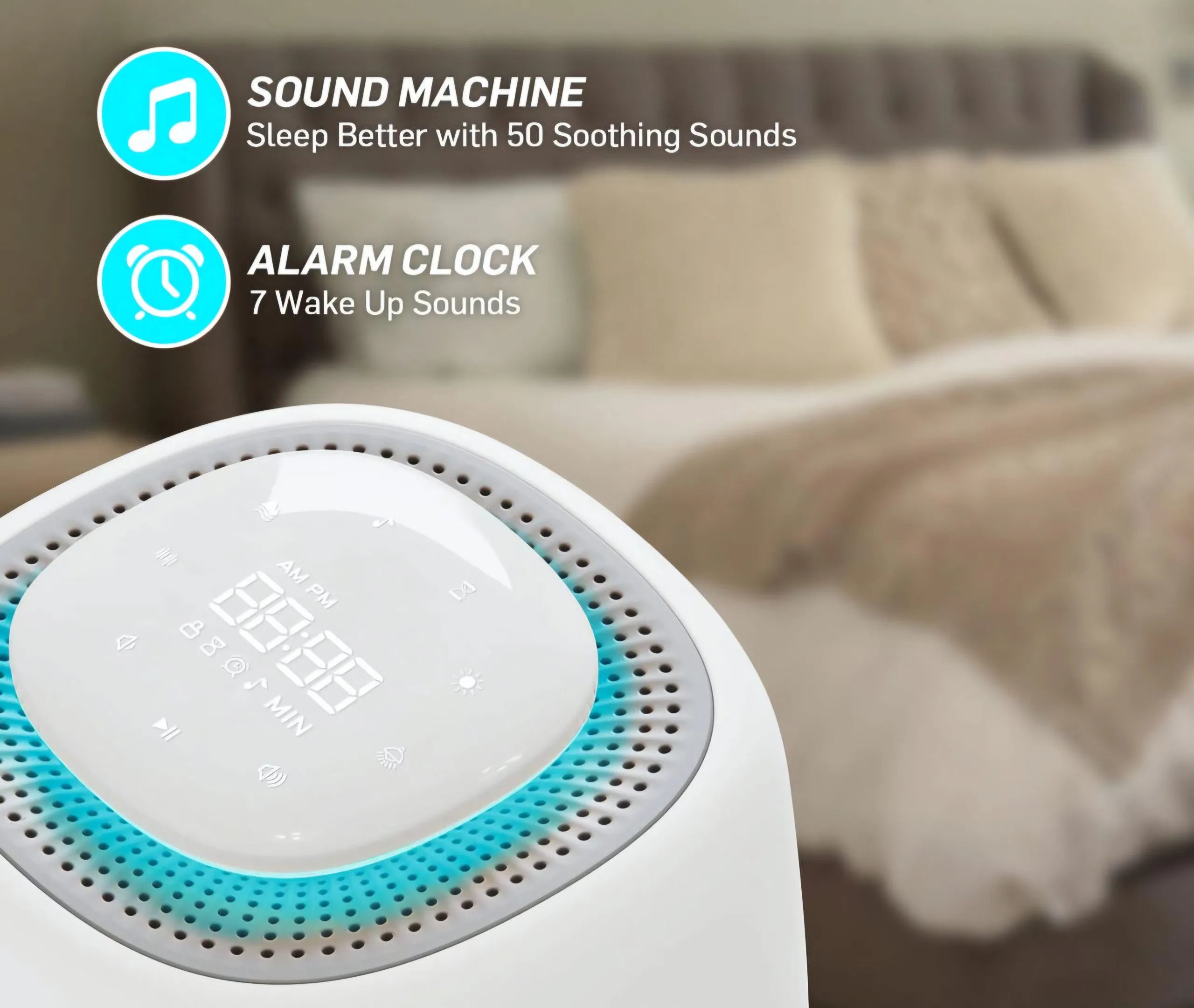 White Noise Sound Machine – 50 Sounds, 9 Light Options