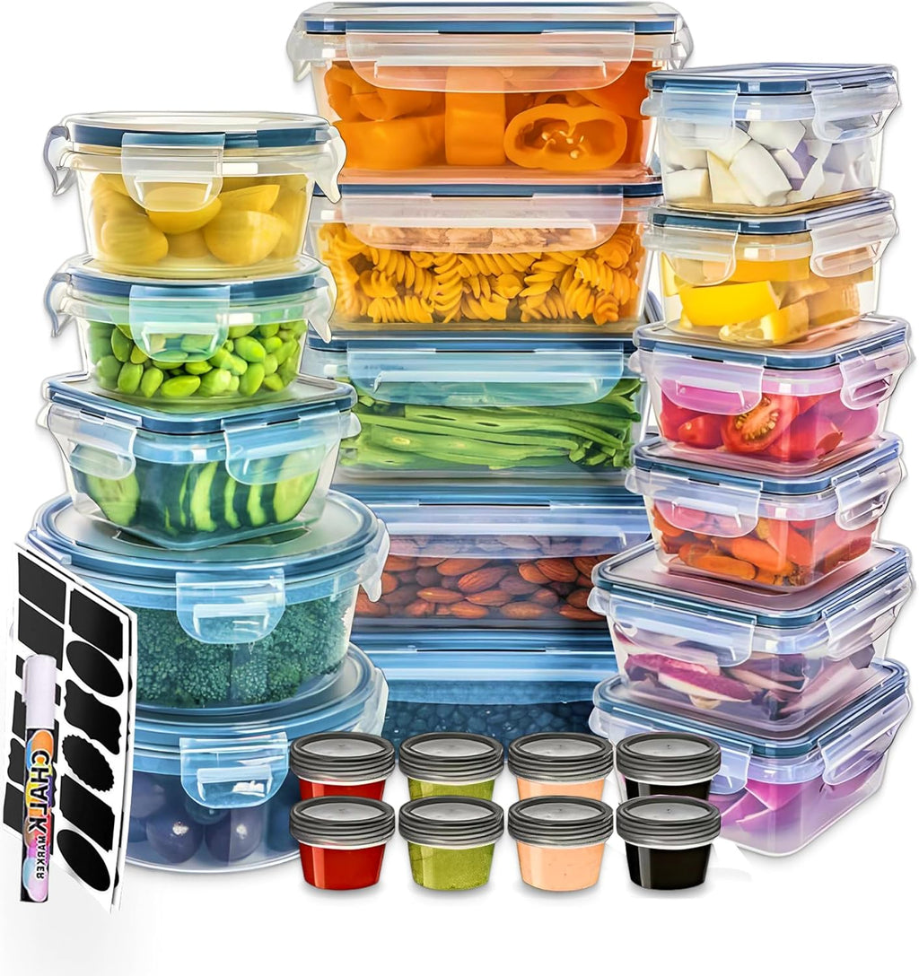 24pc BPA-Free Food Storage Container Set with Leakproof Lids - Includes Labels!