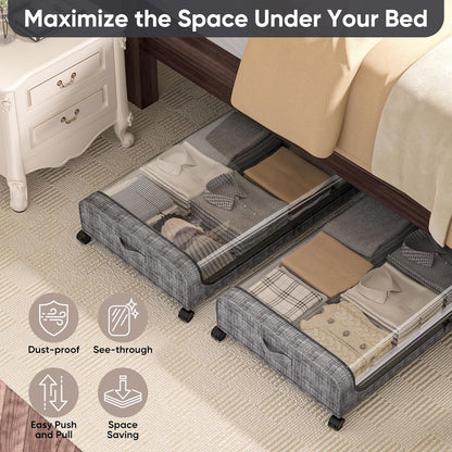 2pk Under Bed Storage with Wheels – 48L Capacity With Lid