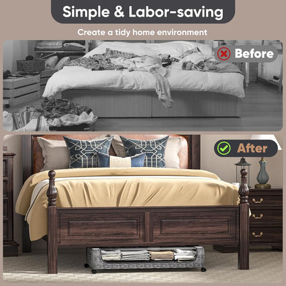 2pk Under Bed Storage with Wheels – 48L Capacity With Lid