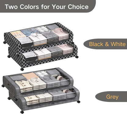 2pk Under Bed Storage with Wheels – 48L Capacity With Lid