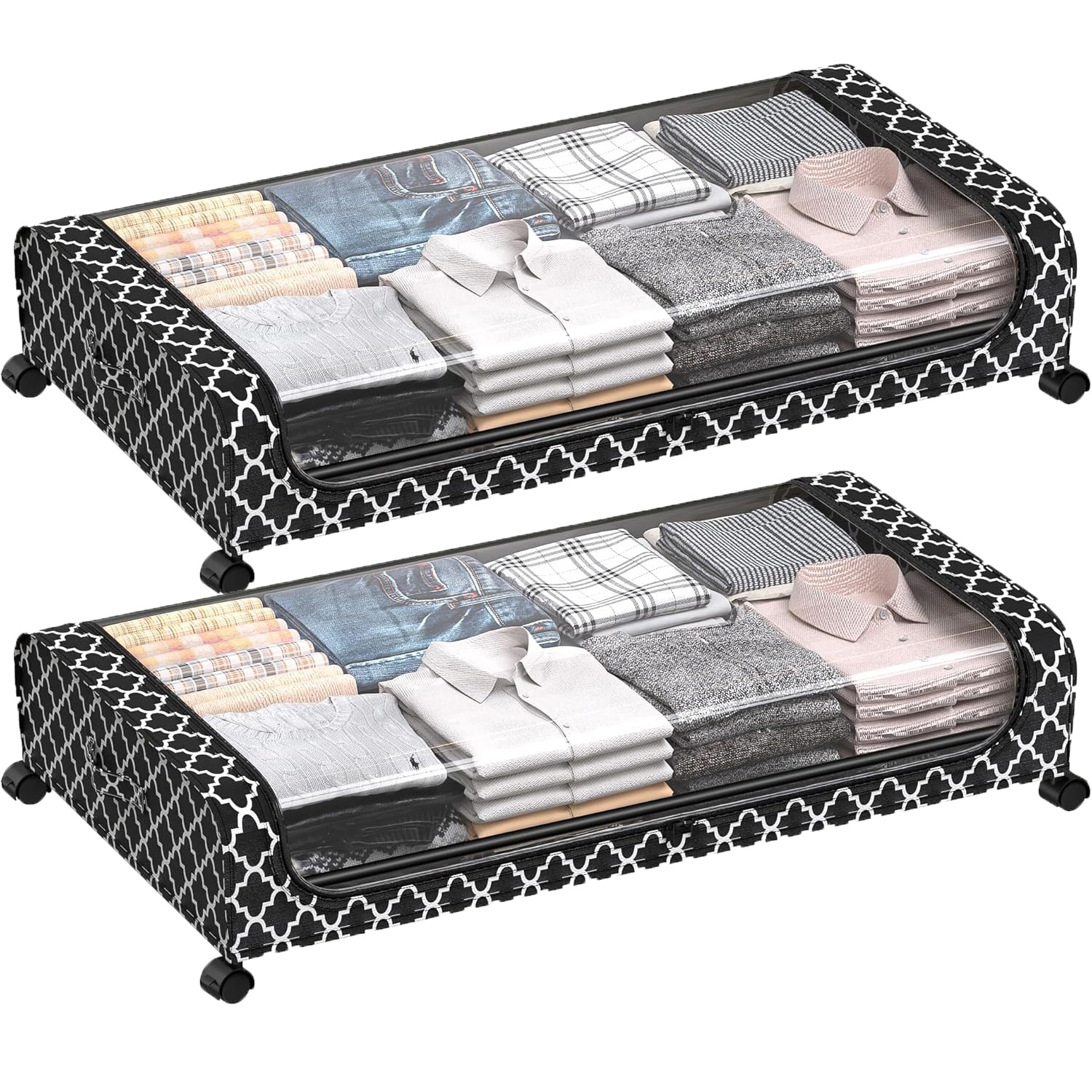2pk Under Bed Storage with Wheels – 48L Capacity With Lid