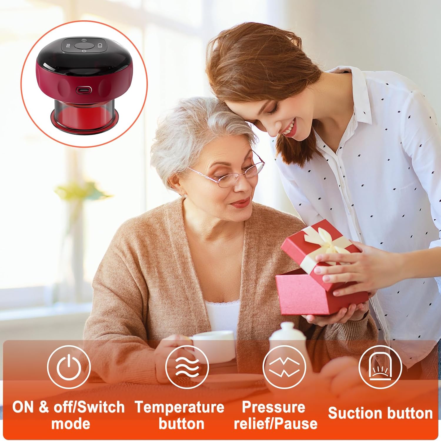 5-in-1 Electric Cupping Set with Red Light Therapy & Remote