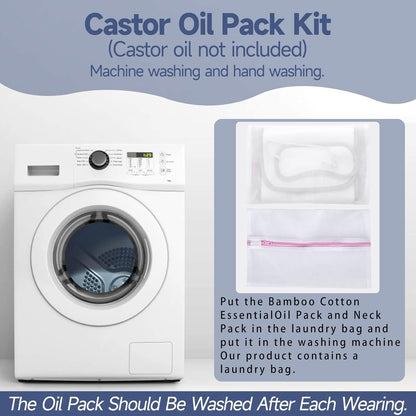 Castor Oil Pack Kit with Heating Pad – Waist & Neck Wrap for Pain Relief