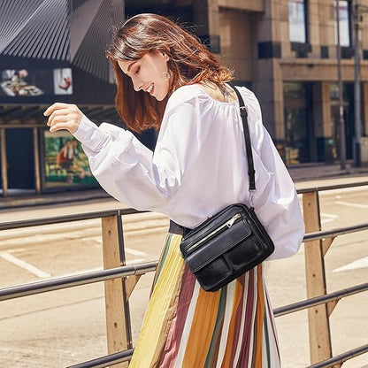 Vegan Leather Crossbody Bag for Women – Small Shoulder Purse with Adjustable Strap