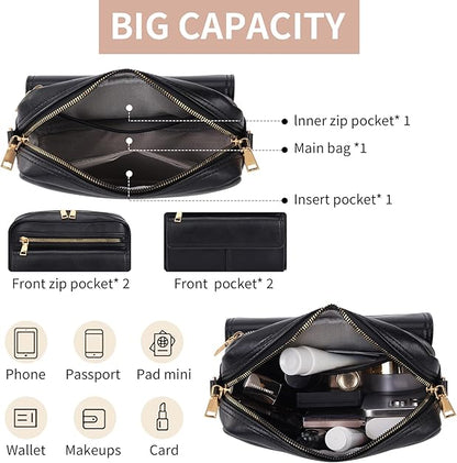 Vegan Leather Crossbody Bag for Women – Small Shoulder Purse with Adjustable Strap