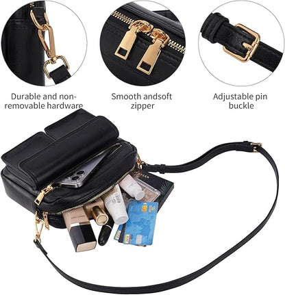 Vegan Leather Crossbody Bag for Women – Small Shoulder Purse with Adjustable Strap