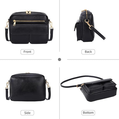 Vegan Leather Crossbody Bag for Women – Small Shoulder Purse with Adjustable Strap