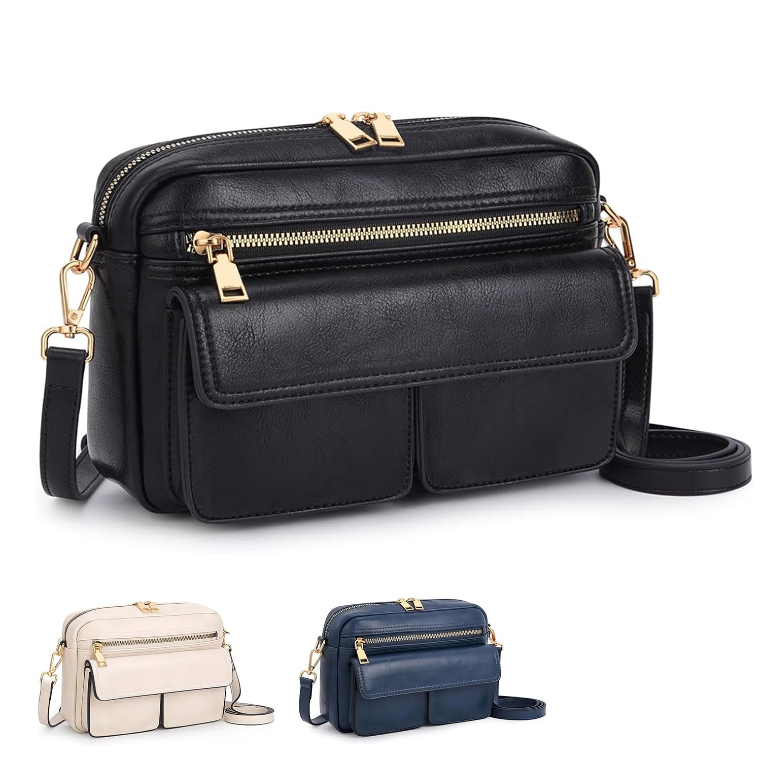 Vegan Leather Crossbody Bag for Women – Small Shoulder Purse with Adjustable Strap