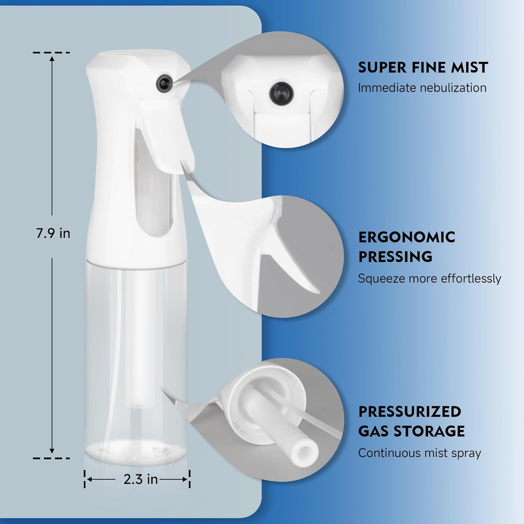2pk Ultra-Fine Continuous Mist Spray Bottle – Leak-Proof, BPA-Free, 10oz