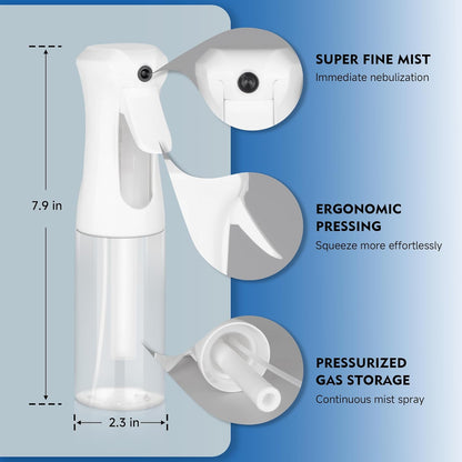2pk Ultra-Fine Continuous Mist Spray Bottle – Leak-Proof, BPA-Free, 10oz