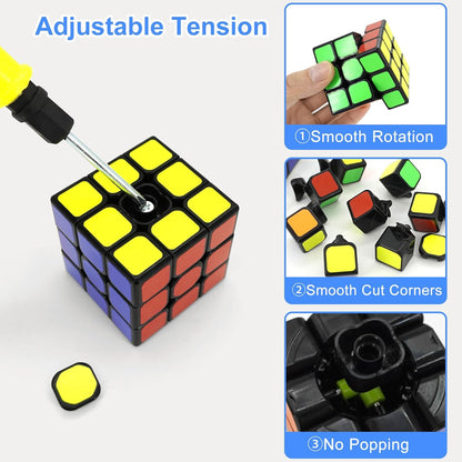 5-in-1 Speed Cube Puzzle Set – 2x2, 3x3, 4x4, Pyramid, Megaminx