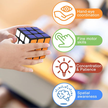 5-in-1 Speed Cube Puzzle Set – 2x2, 3x3, 4x4, Pyramid, Megaminx