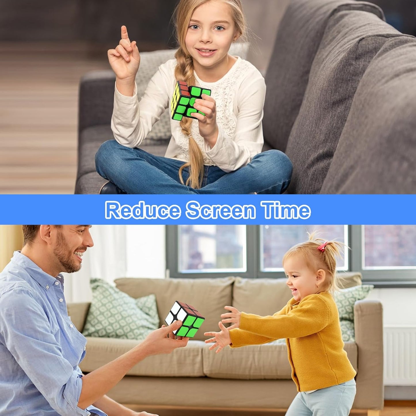 5-in-1 Speed Cube Puzzle Set – 2x2, 3x3, 4x4, Pyramid, Megaminx