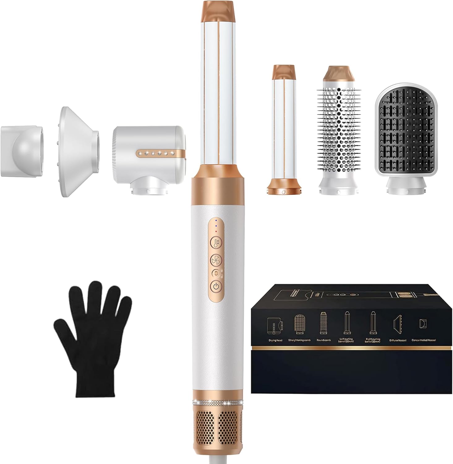 7-in-1 High-Speed Hair Dryer Brush & Styler Set - Blower, Straightener, Diffuser & More