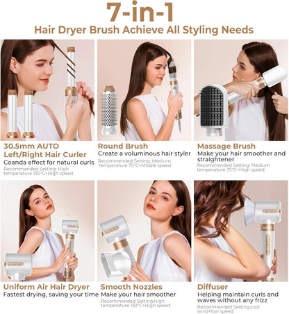 7-in-1 High-Speed Hair Dryer Brush & Styler Set - Blower, Straightener, Diffuser & More