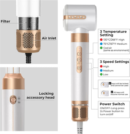 7-in-1 High-Speed Hair Dryer Brush & Styler Set - Blower, Straightener, Diffuser & More