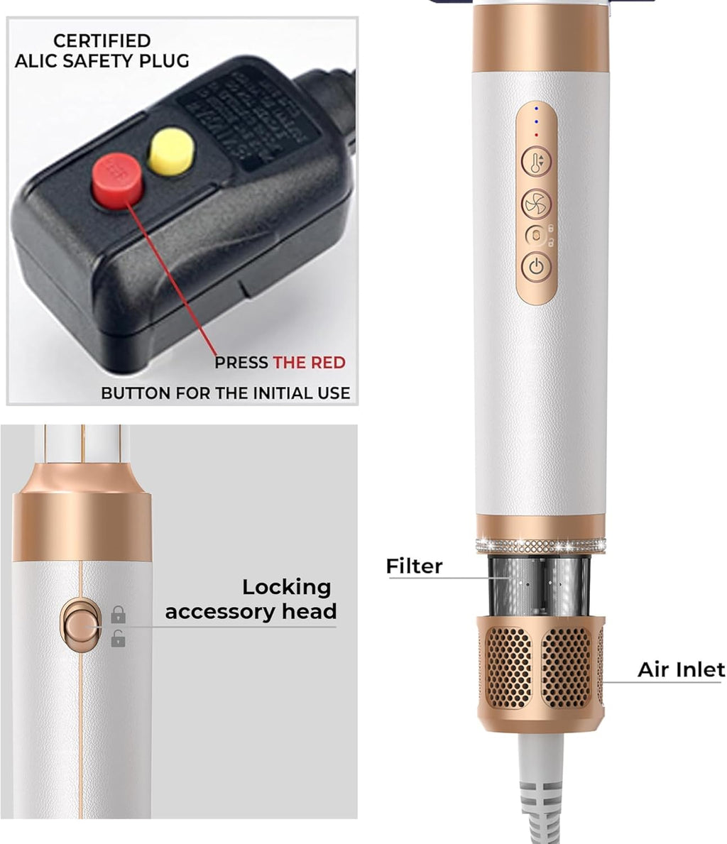 7-in-1 High-Speed Hair Dryer Brush & Styler Set - Blower, Straightener, Diffuser & More