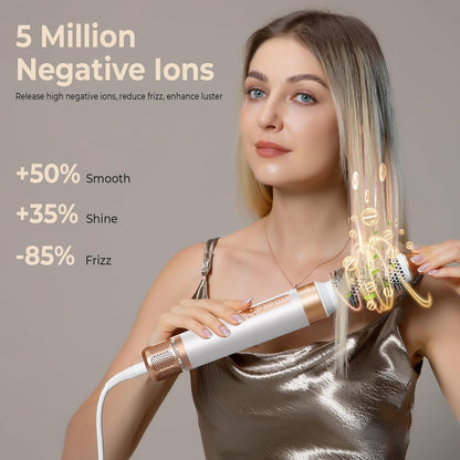 7-in-1 High-Speed Hair Dryer Brush & Styler Set - Blower, Straightener, Diffuser & More