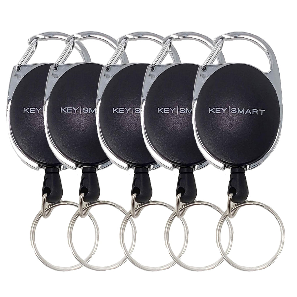 5pk KeySmart Retractable Carabiner – Badge Holder & Key Ring Clip